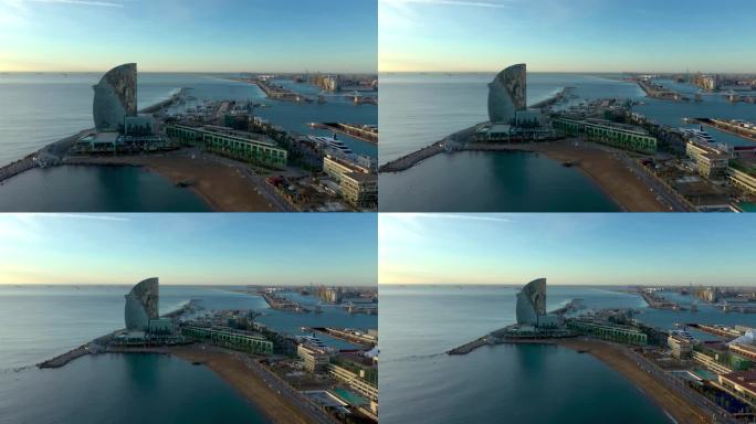西班牙巴塞罗那鸟瞰国外外国地标建筑风景风