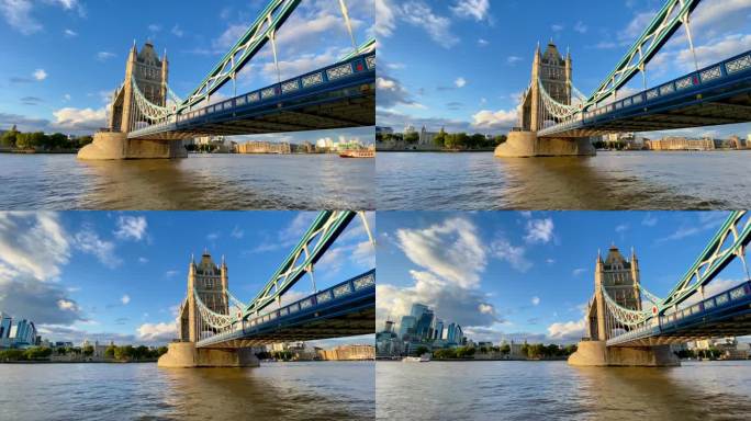 伦敦沿着泰晤士河从塔桥延伸到城市摩天大楼