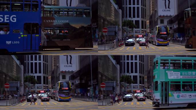 香港叮叮车车流行人街景