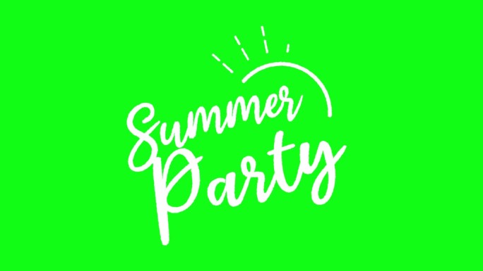 夏日派对(沙滩派对)logo动画电影(4K) |色度键绿色背景