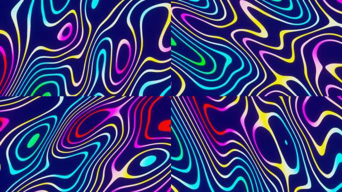 彩色条纹平滑混沌变换的环形抽象动画。