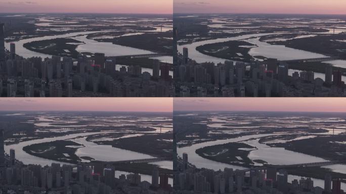 日落天际线地球地貌城市夜景4Klog灰片