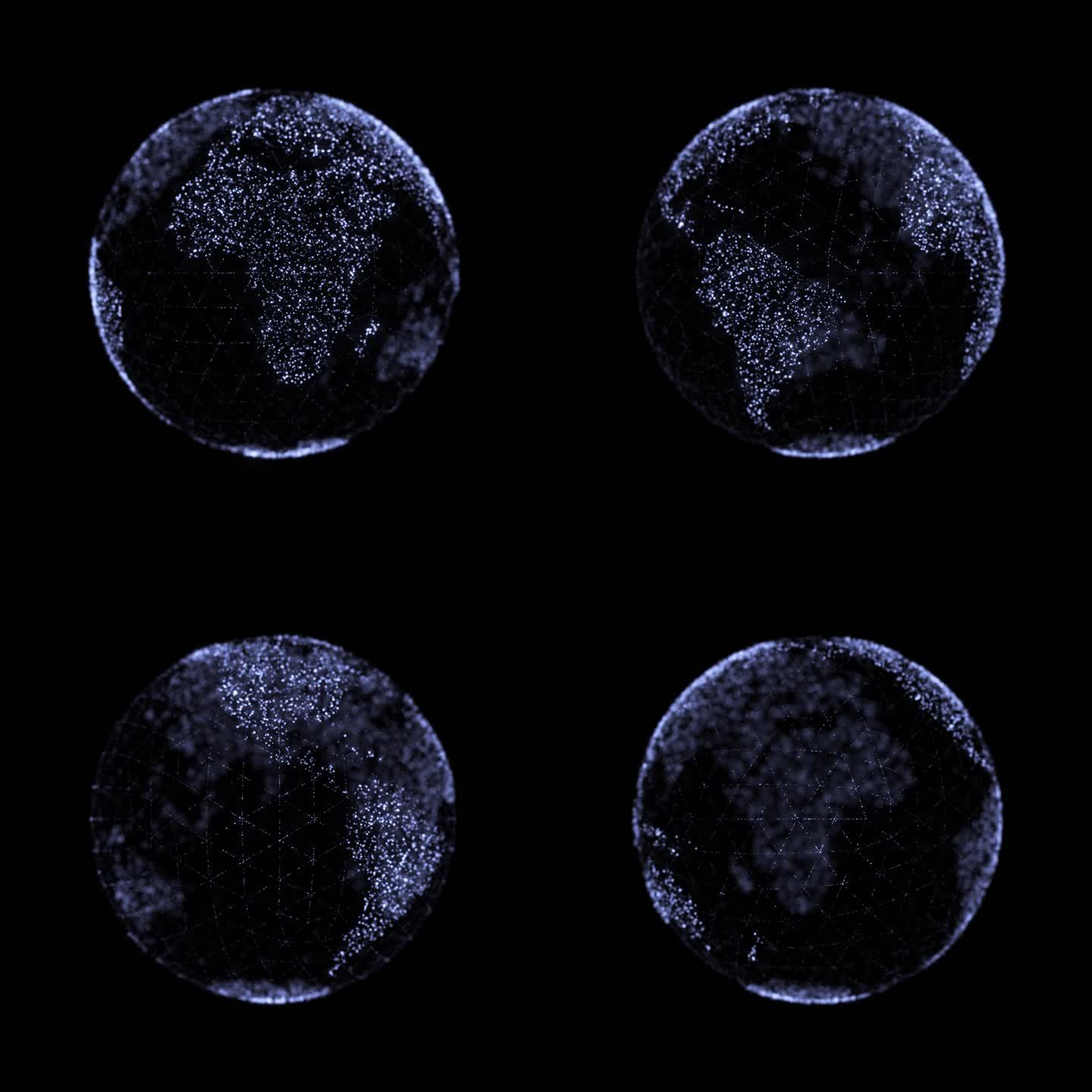 科技感粒子地球全息投影 循环 带透明通道