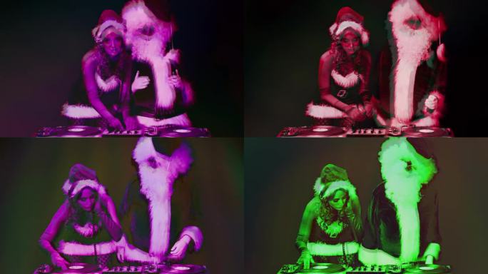 圣诞老人性感女迪斯科派对节日DJ DJ俱乐部