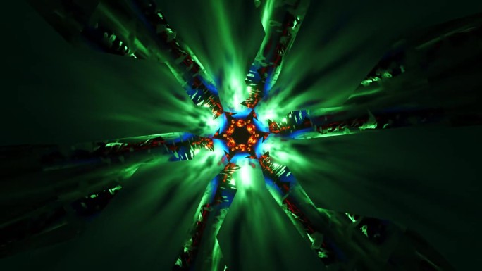 绿色和蓝色的星星爆炸了。循环动画