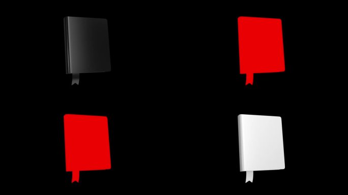 动画3D图标循环模块与Alpha哑光。黑色背景上的红绿选择。