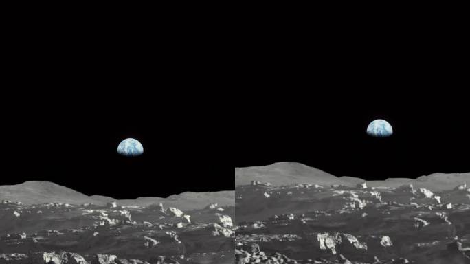 月球的太空殖民。放大带着印度国旗的月球车探索月球表面的垂直视频