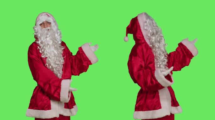 垂直视频圣诞老人的正面视图创建广告