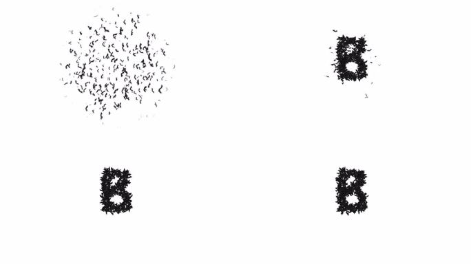 动画万圣节字体形成的飞行蝙蝠字符B与alpha