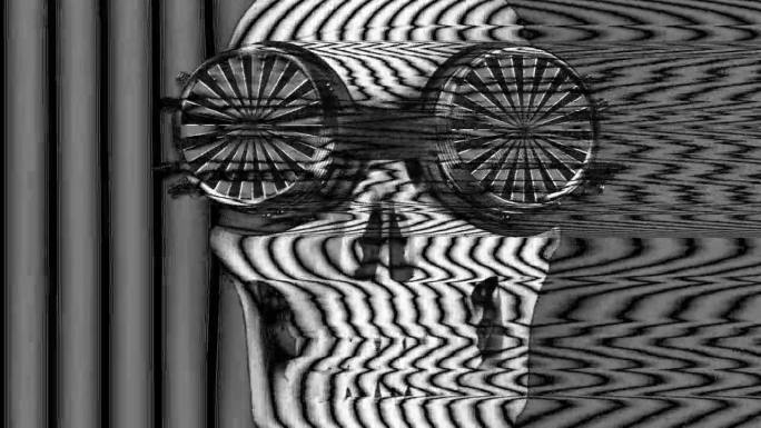 骷髅太阳镜头摩尔纹视觉创意赛博朋克