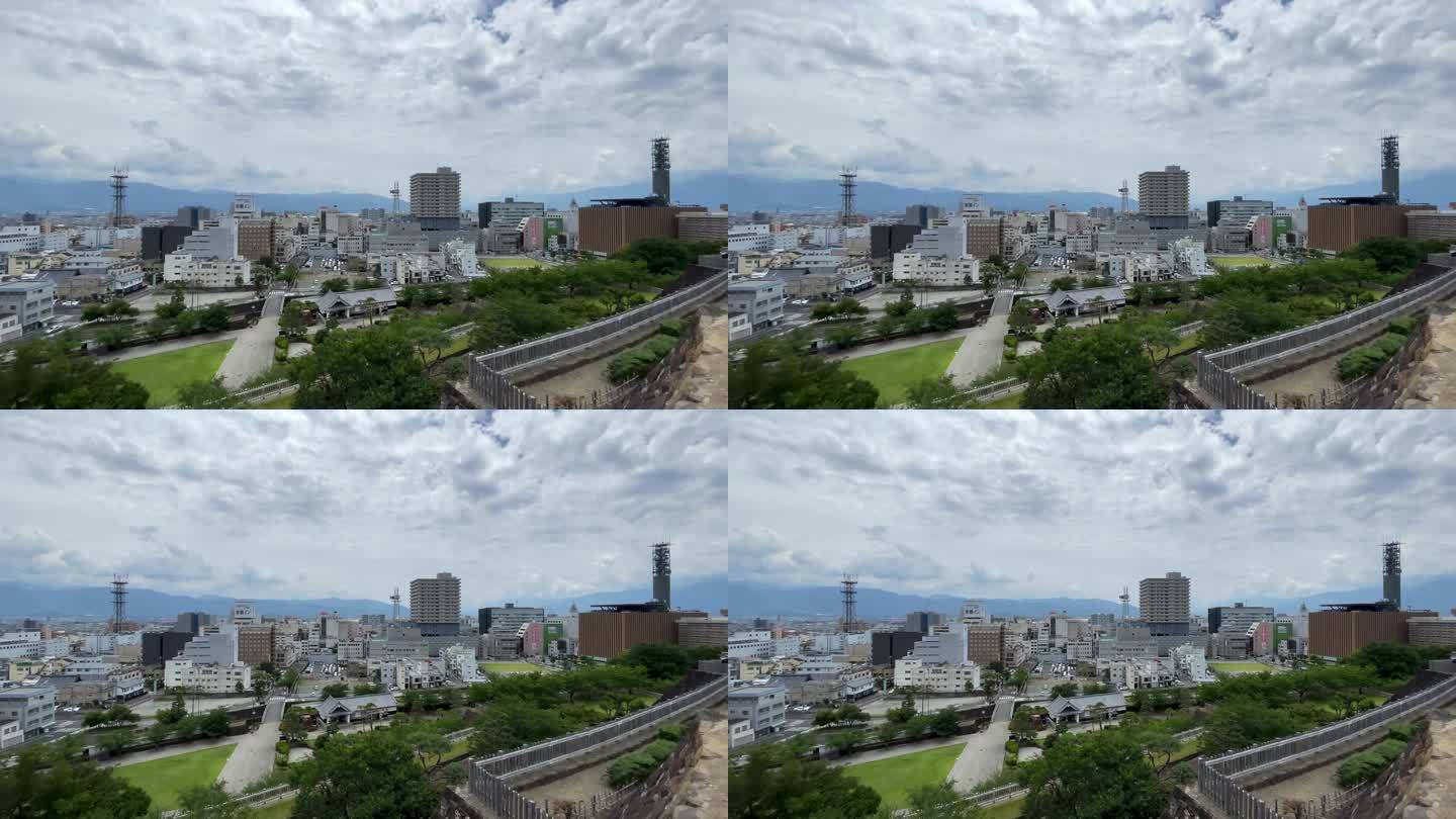 日本山梨县的神府市:神府市的市景。