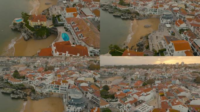 卡斯凯伊斯湾的鸟瞰图，夏天的葡萄牙