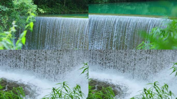 唯美山间水潭瀑布流水