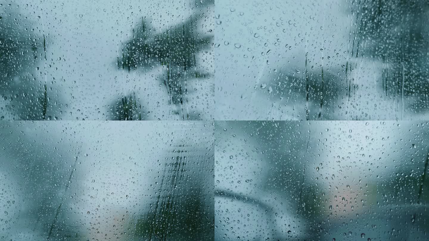 下雨天车窗上的雨滴
