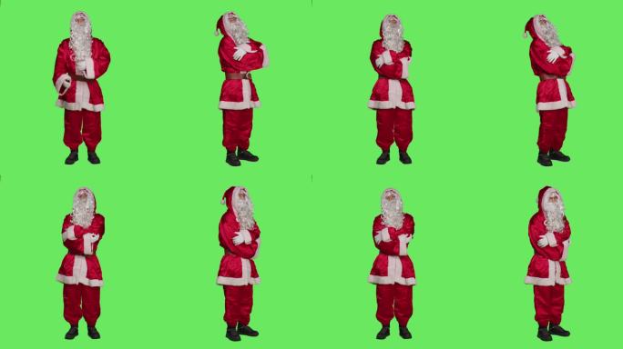 圣诞老人在摄影棚里说ho ho ho
