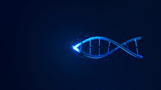DNA 3D动画在黑暗的背景。科学和医学概念