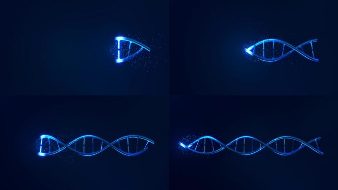 DNA 3D动画在黑暗的背景。科学和医学概念
