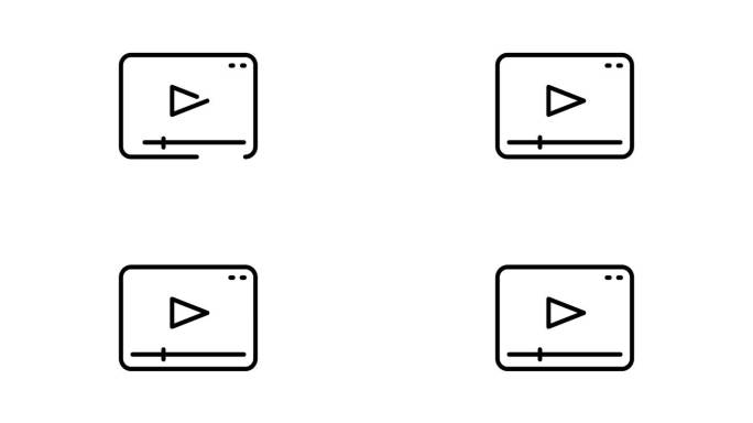 媒体播放器动画大纲图标。媒体播放器线图标运动设计的网页，移动和UI设计。