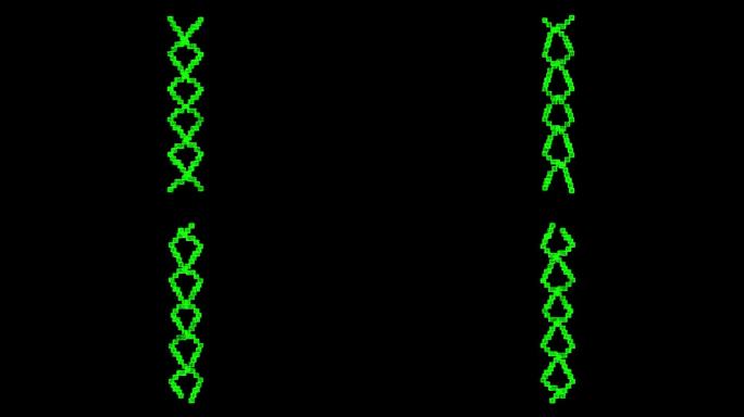 3D DNA在黑色bg上旋转。物体溶解了闪烁的微粒。科学的医学理念。用于标题，文本，演示。3d动画6