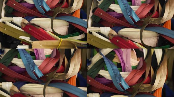 各种面料拉链缝纫车间，不同长度，不同形状，不同尺寸的拉链，缝制工艺，缝制所需材料