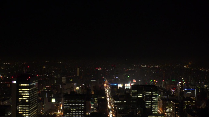 日本，北海道，札幌:鸟瞰札幌市的夜景。