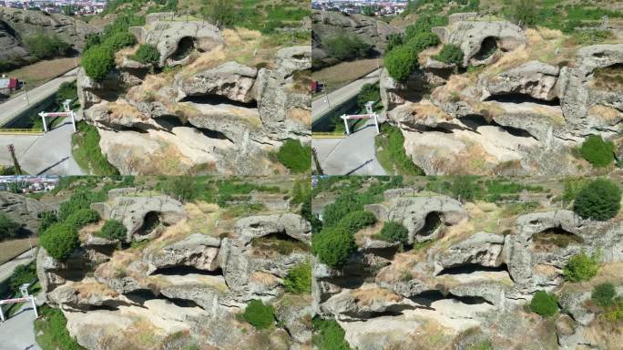 俯瞰三顺道Tekkeköy洞穴。赫梯和古青铜时代，公元前60000年