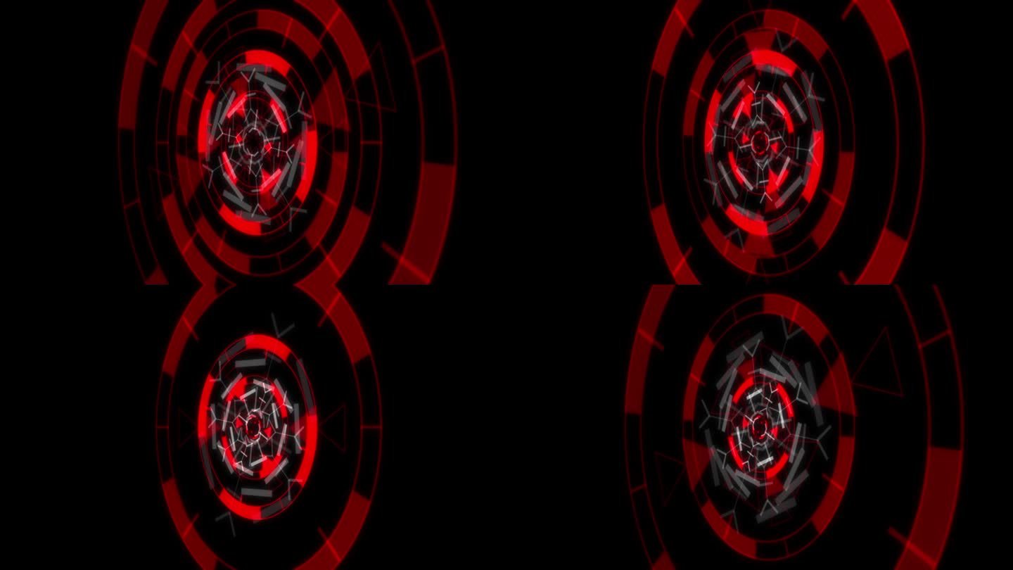 圆三角形运动图形循环3D红色Y50度动画背景