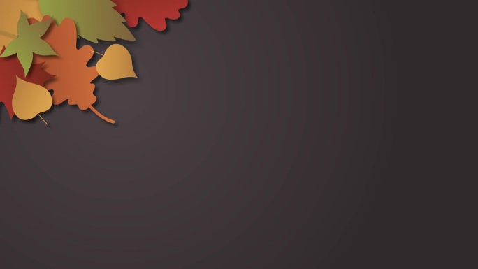 你好，秋天的贺卡伴着树叶。4 k动画。