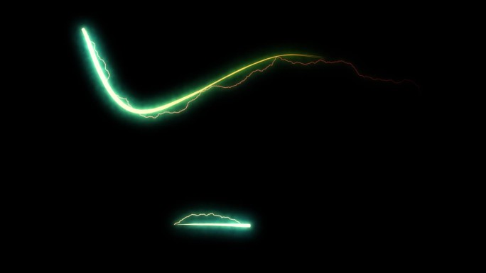绿雷闪电击雷动画在黑暗中。