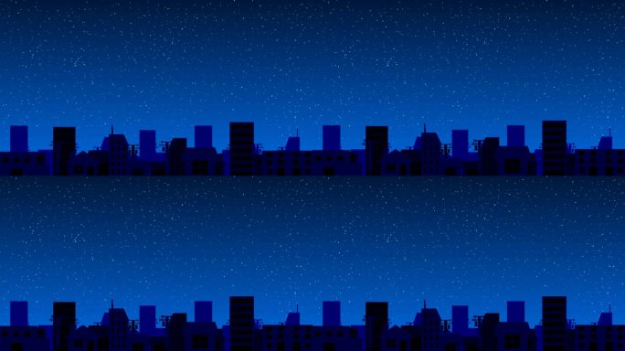 [垂直震动]半夜地震袭击城市的动画视频