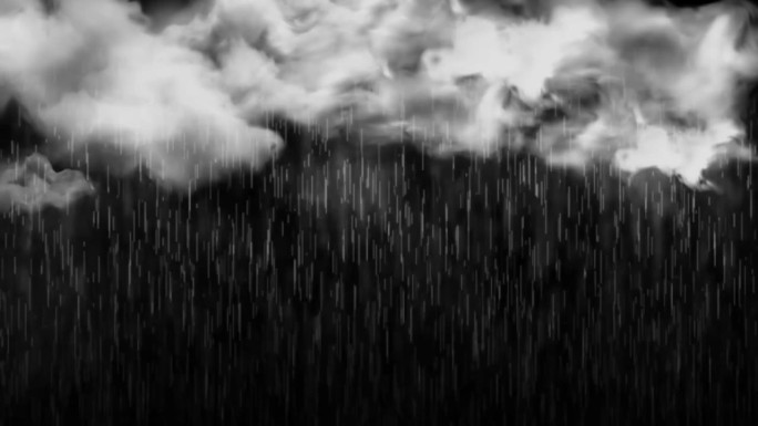 云雨孤立在黑暗的背景。大雨滂沱的阴云。雨滴，瀑布和水滴覆盖的风景组成