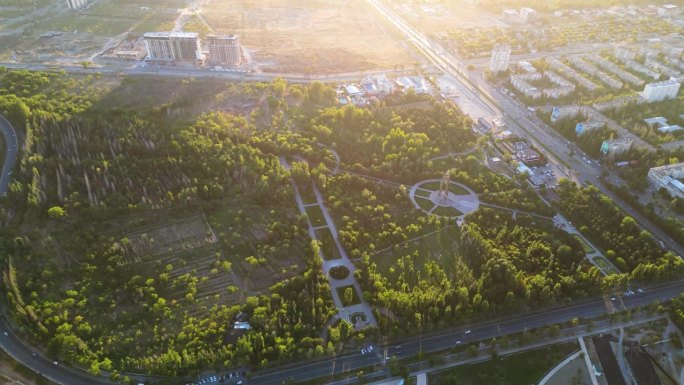 吉尔吉斯斯坦比什凯克市胜利公园鸟瞰图