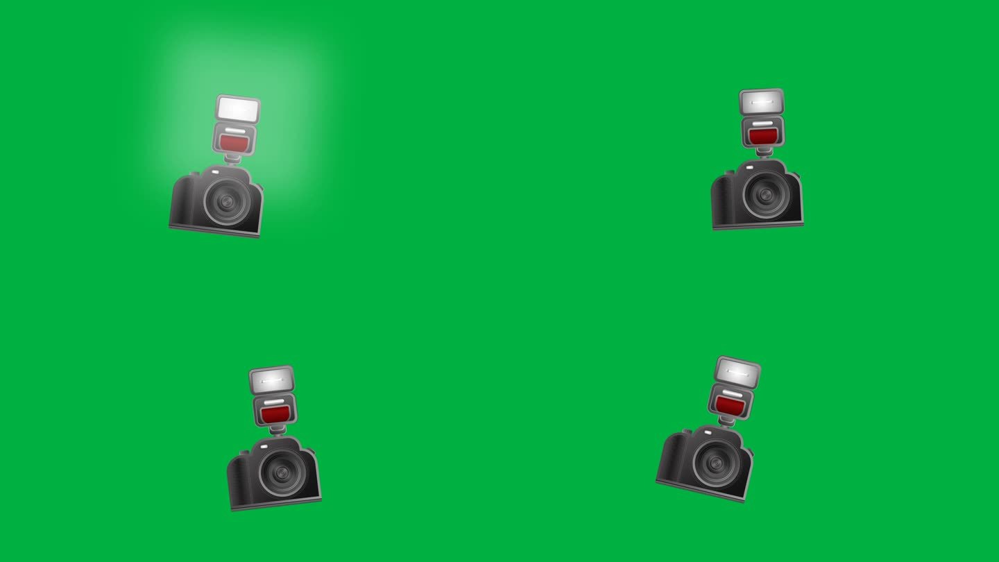 无缝和循环点击照片相机动画在绿色屏幕上。