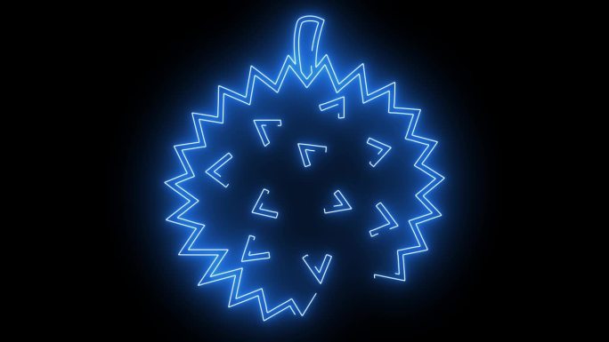 动画榴莲标志与发光的霓虹灯线