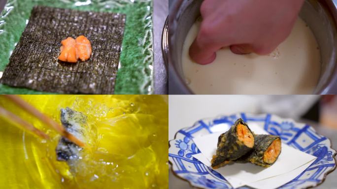 炸海胆  海鲜 刺身 海胆日式 美食制作