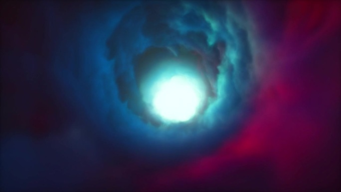 彩色创意蓝色和红色的云隧道和星云漩涡环背景