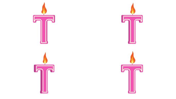 T形节日蜡烛，字母T，字母蜡烛，生日快乐，节日蜡烛，周年纪念，阿尔法通道
