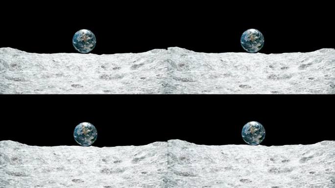 从月球上看地球三维动画舞台背景月表