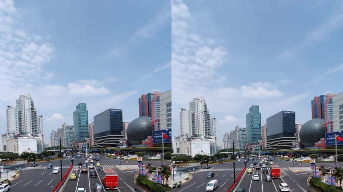中国上海徐家汇的垂直城市景观4k镜头