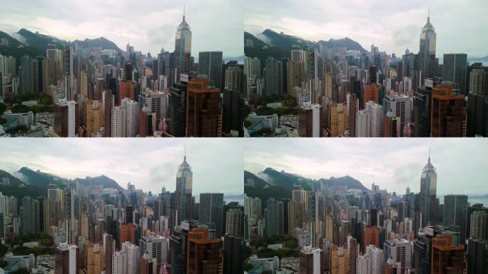 香港岛的无人机视角。