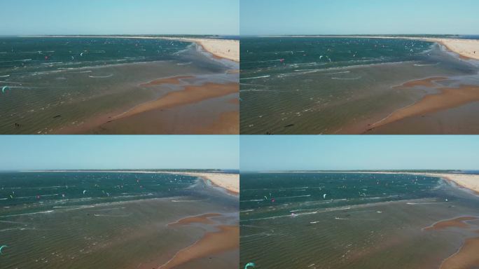荷兰布劳维尔斯丹的风筝冲浪点鸟瞰图——无人机拍摄