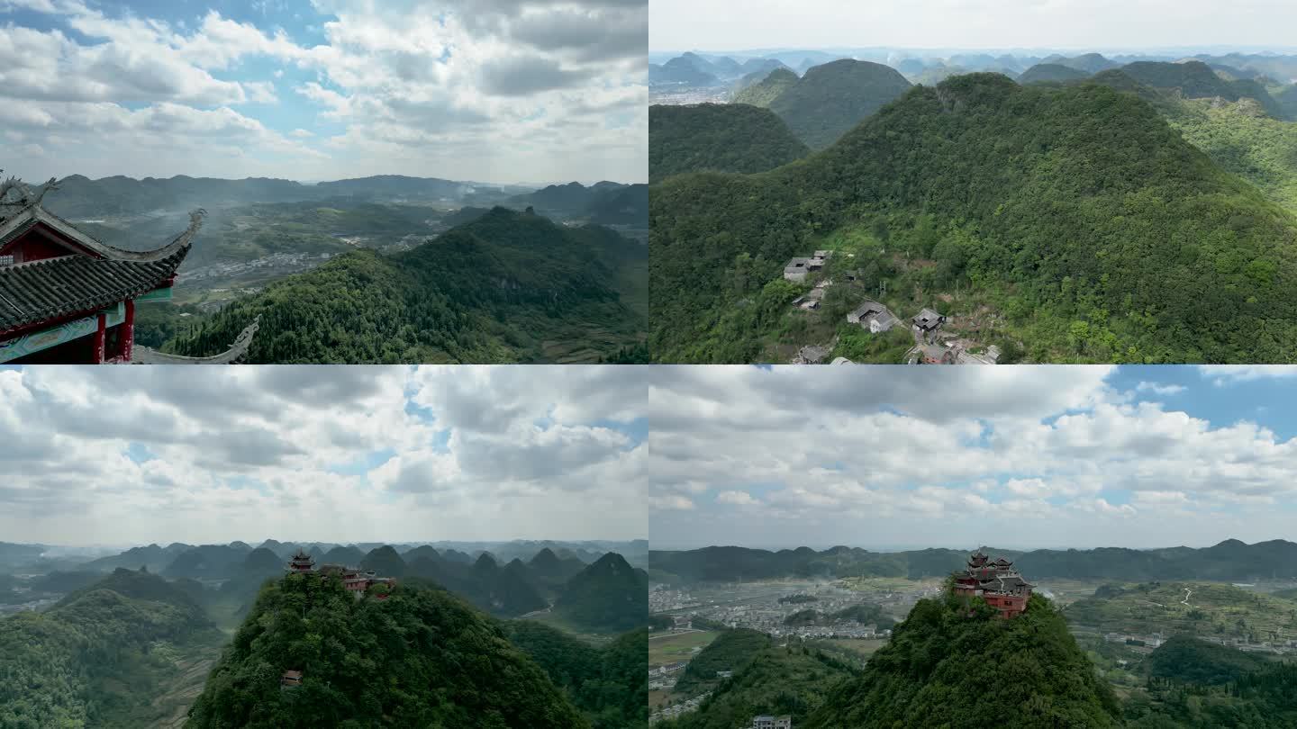 贵州山顶寺庙 云鹫寺航拍4K