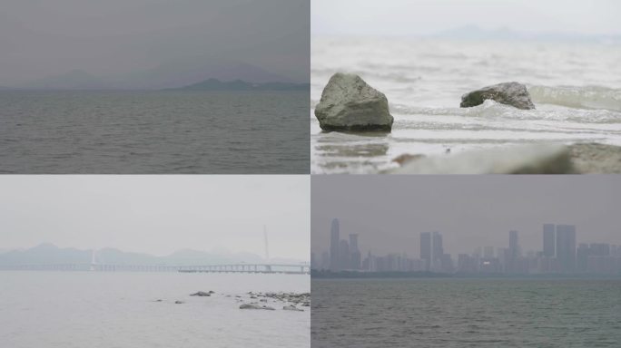 深圳海边/阴天/海边沙滩/海浪/游泳