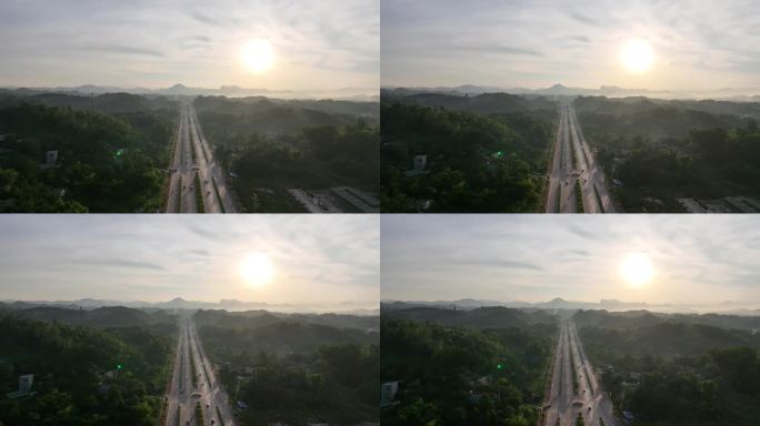 航拍无人机拍摄的越南北部新建的4车道高速公路