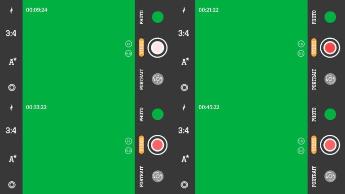 绿屏视频记录在移动相机界面动画剪辑。无缝移动软件接口。
