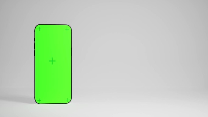 手机绿屏旋转慢动作与白色背景智能手机技术手机显示
