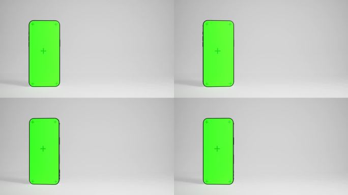 手机绿屏旋转慢动作与白色背景智能手机技术手机显示