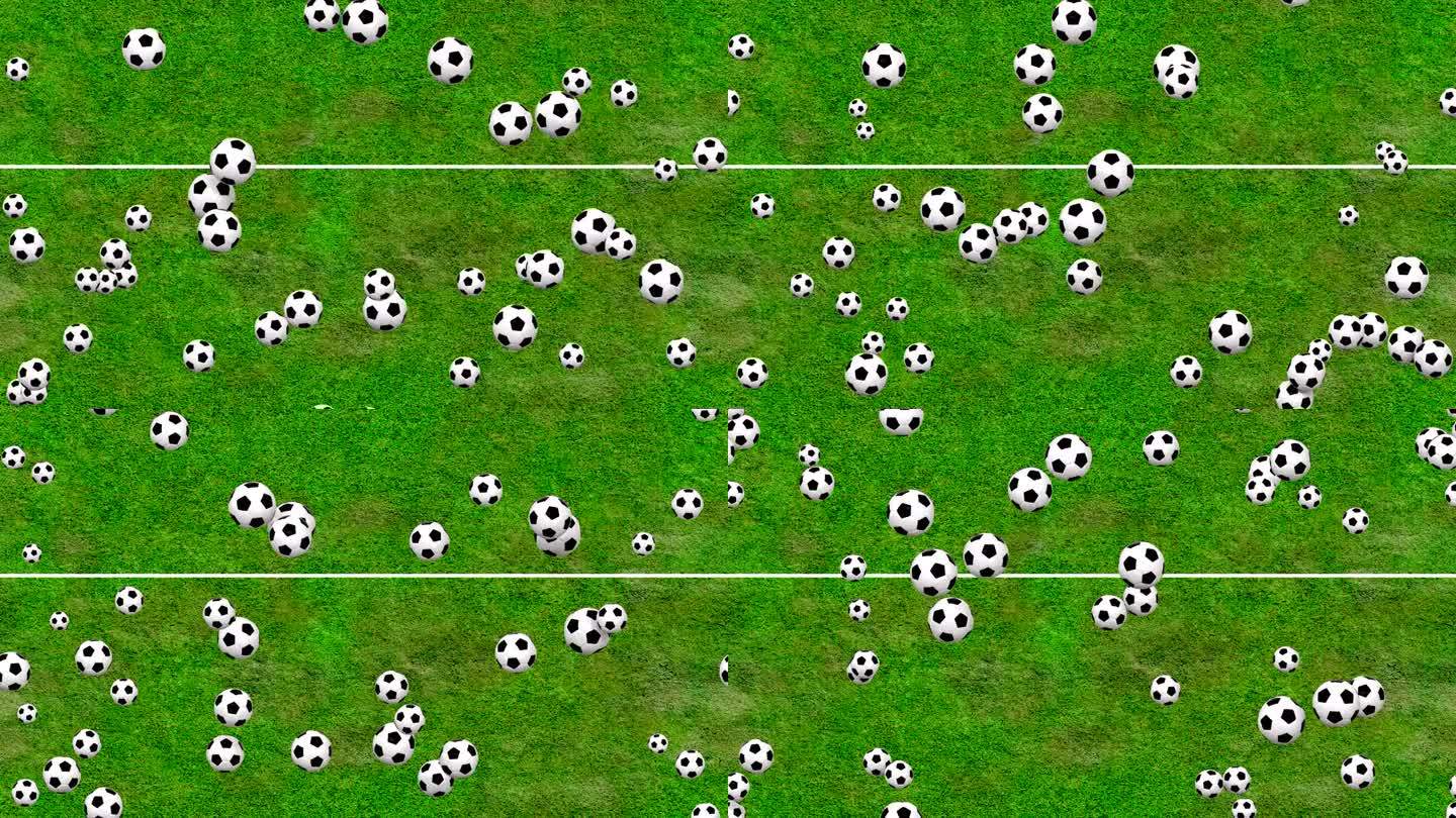 足球弹跳背景(草地上)循环瓷砖。这个素材是可循环和平铺的，可以创建一个无限无缝的背景纹理。