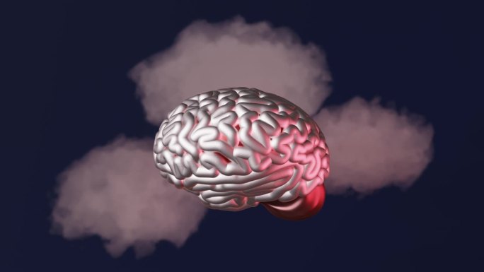 人脑云创意当代艺术3d动画4K。心理健康意识障碍正念认知发展心理健康焦虑悲伤抑郁疲劳情绪倦怠
