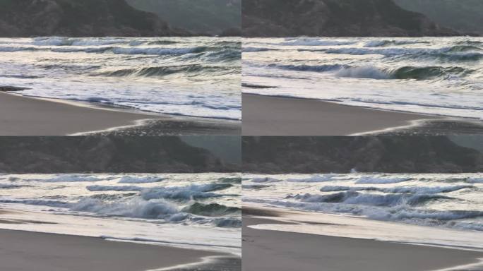 无人机航拍海边海浪沙滩海岸线浪花